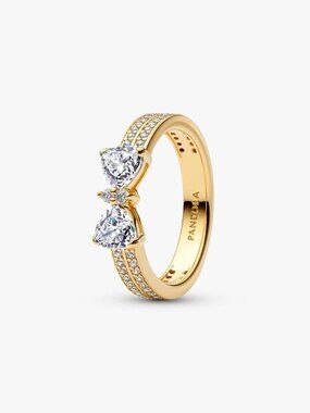 Pandora Sparkling Bow Double-row Ring